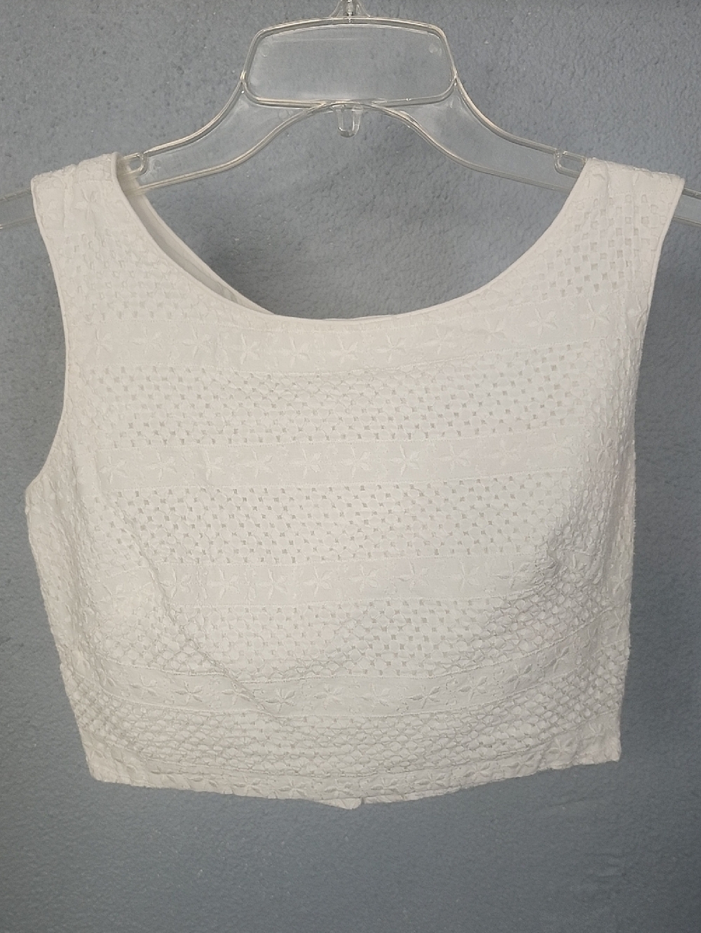 White Textured Sleeveless Crop Top